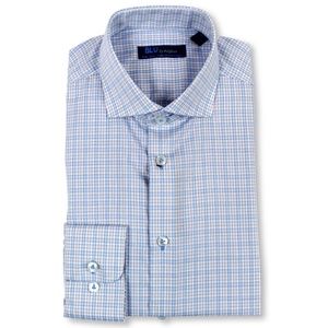BLU by Polifroni Blue Check Slim Fit, non-iron dress shirt